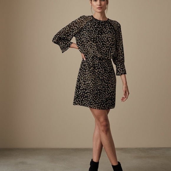 reiss ditsy printed mini dress